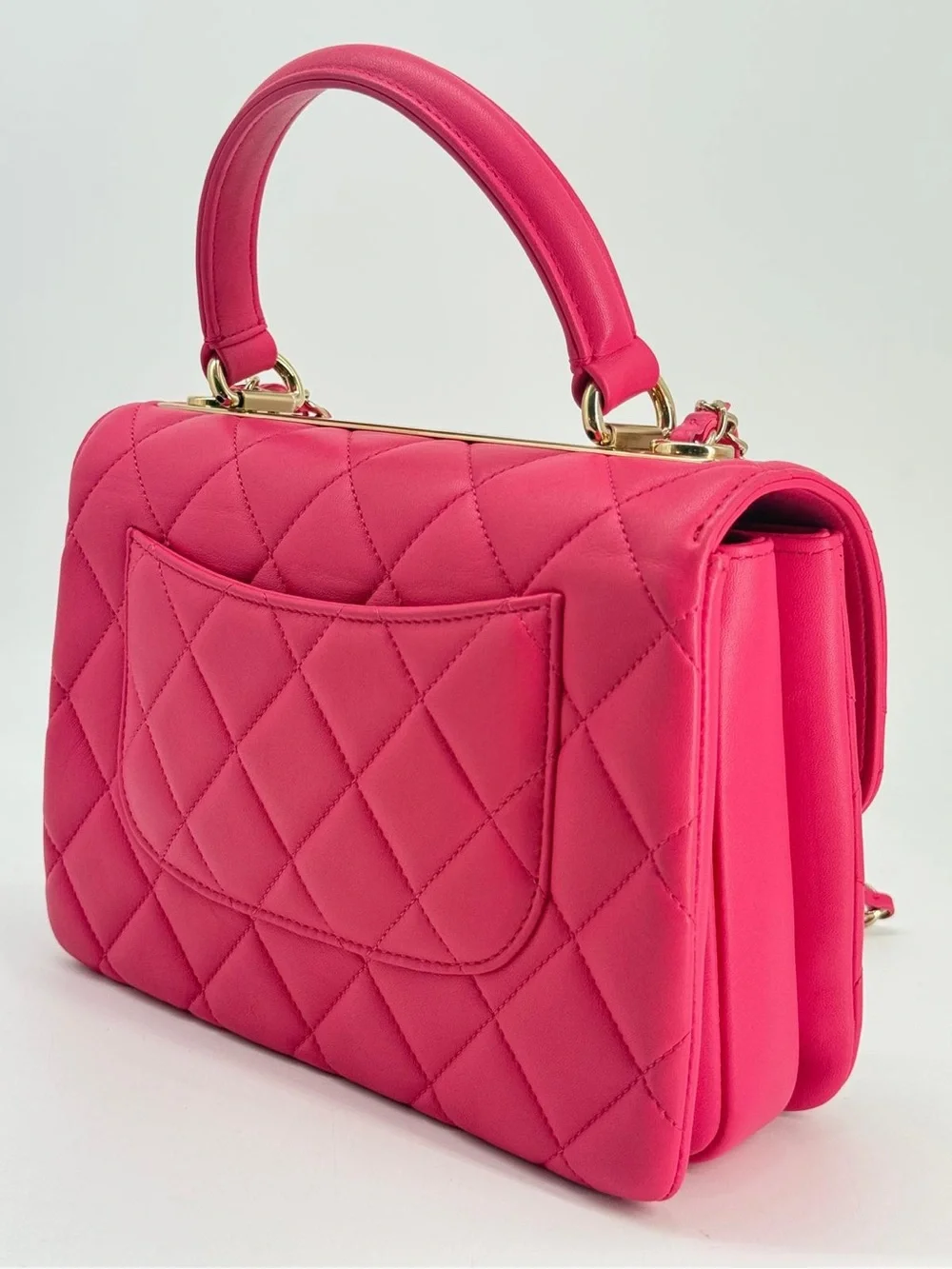Chanel Trendy CC Pink Lambskin Quilted Top Handle Bag